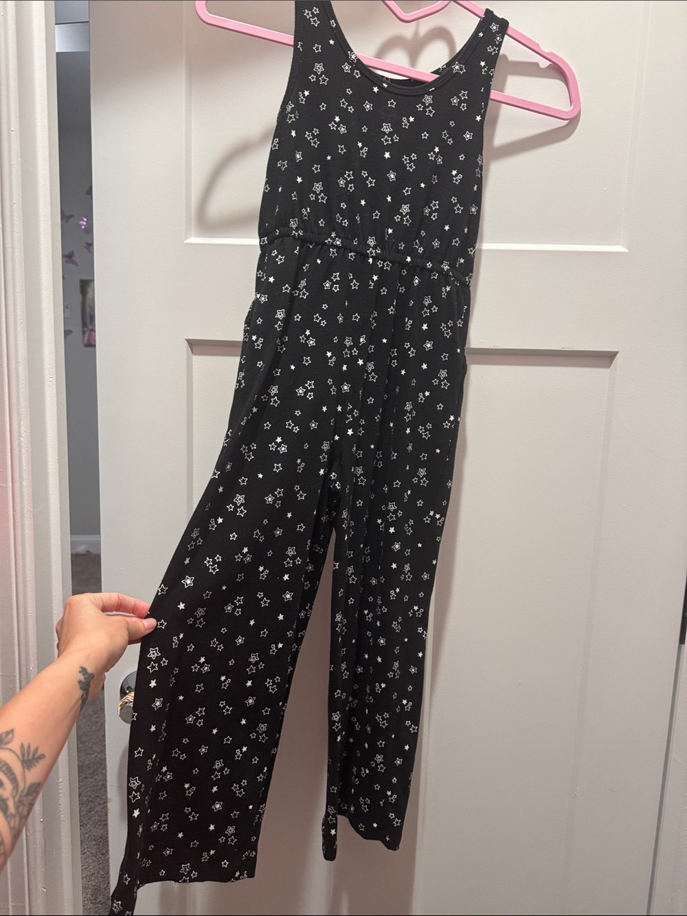 wonder nation Black Star-Print Sleeveless Jumpsuit